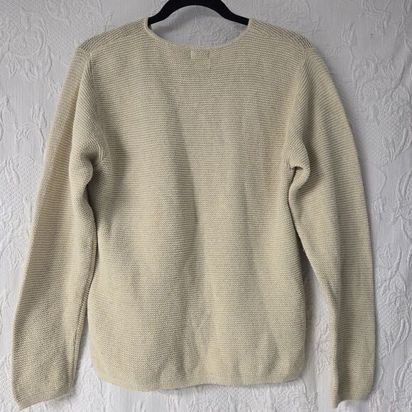 Alps Knitted V Neck Tan Pullover Sweater Women Small Neutral Minimalist Coastal - Picture 2 of 6